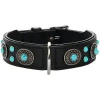 Hunter Dog Collar Sioux Black/Turquoise S-M 50 - Neck 35-43cm