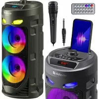 Defender CRASHBOOM Bluetooth Speaker 16W MP3/FM/SD/USB/AUX/TWS/LED/MIC/LCD KARAOKE black + microphone + remote control