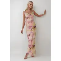 Hiccups for Kids Tryckt Bodycon Maxi Tulle Klänning