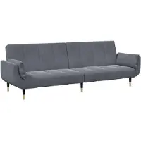 vidaXL Bäddsoffa 2-sits med fotpall mörkgrå sammet