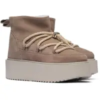 INUIKII för kvinnor. 1001.006.0012 Läderstövlar Classic Low Platform beige (37), Hud, 3 till 5 cm, Nyckelband, Casual