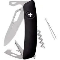 Swiza SH03 TR AM, KST.0036.1010, Black, Swiss pocket knife, partially serrated, 6 tools