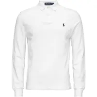 Ralph Lauren för män. 710680790001 Custom Slim Fit piké polotröja vit (XXL), Casual, Bomull, Lång ärm
