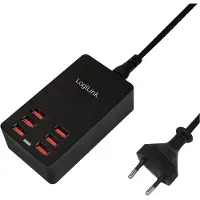 Logilink PA0139 USB-laddare 32 W 6x USB-A Svart Inomhus Auto-Detect