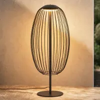 LUCANDE LED-utomhus golvlampa Richi, svart, höjd 90 cm, IP44 Richi, Svart, Metall, Modern