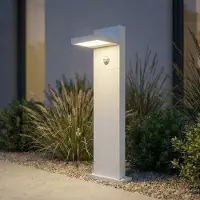 LUCANDE LED-väglampa Silvan, vit, 65 cm, sensor, IP54 Silvan, Vitt / opal, Aluminium / grå / zink, Modern