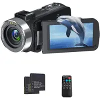 Mtp Products 4K Ultra HD digital videokamera med fjärrkontroll - 80MP, 18X Digital Zoom - Svart