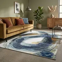 FRAAI Modern matta | Strong Brush blå/gul hos Volero | 200x290 cm | Polyester | Abstrakt | Rektangulär | Plattvävd
