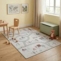Little Olly Billeksmatta | Rocky Ride vit hos Volero | 160x230 cm | Polyester | Figurer/Karaktärer | Rektangulär | Plattvävd