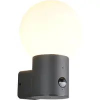 TRIO Lighting Utomhusvägglampa Mures, antracit, höjd 28 cm, metall, sensor Mures, Svart, Aluminium / grå / zink, Modern, Utomhusvägglampa