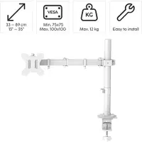 Hama Monitor bordsfäste 1 Skärm(ar) 88,9 cm (35) Vit Tiltbar, Justerbar i höjd, Roterbar, Svängbar