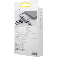 Baseus Metal Gleam HUB 7-i-1 USB-C dockningsstation – HDMI/VGA/3x USB 3.2 Gen1/PD/RJ-45, grå