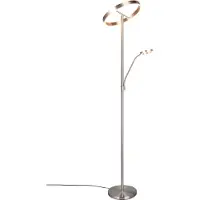 TRIO Lighting LED golvlampa Willis, dimbar, Aluminium / grå / zink, Vardagsrum / matsal, Metall, Modern, LED-golvlampa