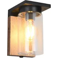 TRIO Lighting Vägglampa utomhus ARDILA, dimbar, Ljust trä, Aluminium / grå / zink, Modern, Utomhusvägglampa