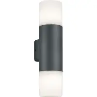 TRIO Lighting Vägglampa utomhus Hoosic, dimbar, Svart, Aluminium / grå / zink, Modern, Utomhusvägglampa