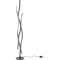 TRIO Lighting LED golvlampa Blaze, dimbar, Aluminium / grå / zink, Vardagsrum / matsal, Metall, Modern, LED-golvlampa