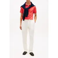 Tommy Hilfiger för män. MW0MW39994 Polotröja med röd broderad logotyp (M), Casual, Bomull, Kort ärm