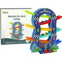 Lean Toys Träglidbana med 6 nivåer – bilar med siffror