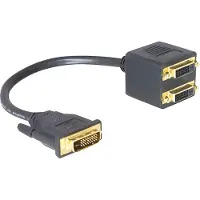 DeLOCK 65051 DVI Adapter [1x DVI-hane 24+1 pol - 2x DVI-hona 24+1 pol] Svart 0.20 m