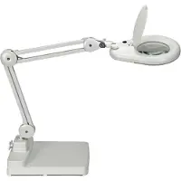 MAUL LED förstoringslampa MAULviso, Vitt / opal, Arbetsrum / kontor, Syntetmaterial, Modern, LED-bordslampa