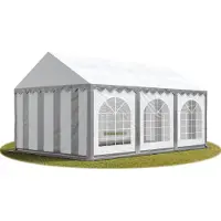 Sonstiges 4x6 m partytält, med bottenram, PVC 750, grå-vit
