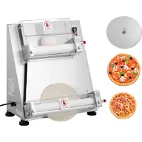 Vevor Pizzadegrulle, 3-16 tums halvautomatisk pizzapress i rostfritt stål, kommersiell elektrisk 390W pastamaskin, 260 bitar per timme, justerbar tjocklek, med degpresslock