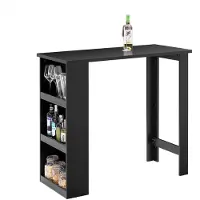 SoBuy Högt barbord med 3 hyllor, svart 112x57x106 cm