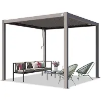 PRIMEYARD 3x3m Pergola, Lamelltak, Pärlgrå