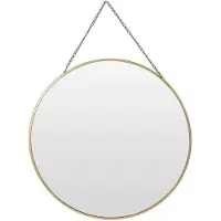 Home Styling Collection spegel på kedja i rund guldfärgad metallram