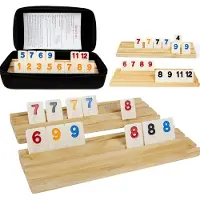 24.Se Rummikub sällskapsspel för upp till 4 spelare – med träbrickor och förvaringsväska