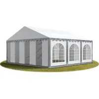 TOOLPORT 5x6 m partytält, med bottenram, PVC 750, grå-vit