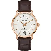 Bulova Hudson Läderarmband Silverurtavla Automatisk 97B225 Herrklocka silver