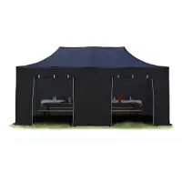 TOOLPORT 3x6 m snabbtält, Premium stål, med sidodelar, svart