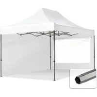 TOOLPORT 3x4,5m snabbtält, Premium stål, med sidodelar (panoramafönster), vit