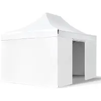 TOOLPORT 3x4,5 m snabbtält PVC med sidodelar, stål Premium, vit