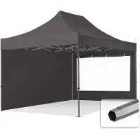 TOOLPORT 3x4,5m snabbtält, Premium stål, med sidodelar (panoramafönster), mörkgrå
