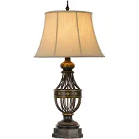 FEISS Bordslampa Augustine, Brun / rost, Vardagsrum / matsal, Textil / tyger / siden, Antik, Bordslampa
