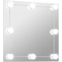 vidaXL Fyrkantig glasväggspegel med LED-lampor