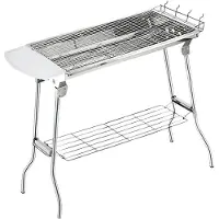 Herzberg Portabel Grill med Tillbehör - Rostfritt Stål