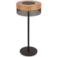 Briloner Booha, batteridriven bordslampa, brun, metall, IP44, dimbar, Ljust trä, Metall, Modern