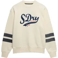 Superdry för kvinnor. W2012596A Varsity Script Loose Loose beige sweatshirt (S), Casual, Bomull