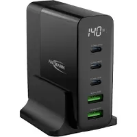 Ansmann Desktop Ladegerät mit Display DC5140PD 140W USB-laddare 140 W 2x USB-A, 3x USB-C Power Delivery Svart Inomhus