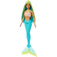 Barbie Sjöjungfru Med Grönt Hår Och Styv Svans Docka