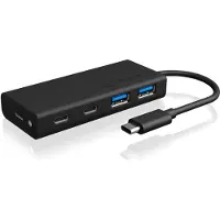 Icy Box 60511 USB-hubb 4 Port USB-A USB 3.0 5 GBit/s med USB-C-kontakt Svart IB-HUB1426-CPD, USB 3.0 Type-C Hub zu 2x Type-C und 2x Type-A USB Anschlüssen