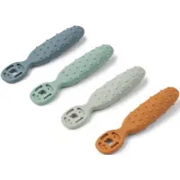 Liewood Babyskedar - Silikon - 4-pack - Caelia - Whale Blue Mult - - One Size - Barnbestick