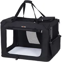 Songmics transportväska för husdjur hopfällbar bärsele i tyg 102 x 69 x 69 cm, svart