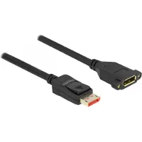 DeLOCK - DisplayPort-förlängningskabel - DisplayPort (hane) spärrad till DisplayPort (hona) kan monteras på panel - DisplayPort 1.4 - 2 m - 8K60 Hz (7680 x 4320) stöd - svart