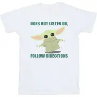 Star Wars Girls The Mandalorian Grogu lyssnar inte T-shirt i bomull (Vit)