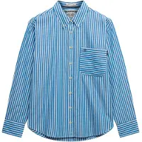 Superdry för kvinnor. W4010541A Relaxed Poplin Shirt blå (M), Casual, Bomull, Lång ärm