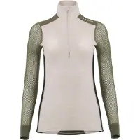 Aclima Women's WoolNet Hybrid Mock Neck Beige Melange/tarmac/jet Black
